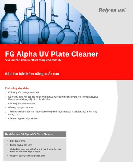 FG Alpha UV Plate Cleaner-  Sữa lau bản kẽm in offset dùng cho mực UV 