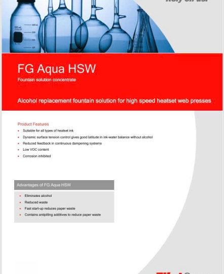 FG AQUA HSW - Dung dịch nước máng không cồn, đậm đặc dùng cho in cuộn heatset