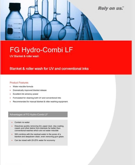 FG HYDRO-COMBI LF - Dung dịch rửa mực UV hoặc mực thường cho trục và tấm cao su.
