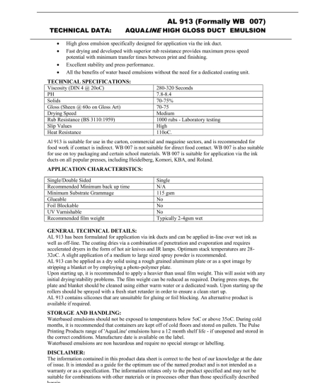 Phủ độ bóng cao gốc nước, AL 913